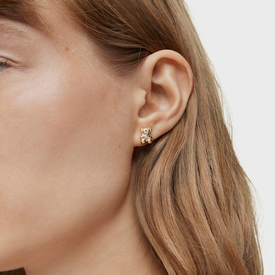 kleine ohrringe mit bärenmotiv aus gold und diamanten