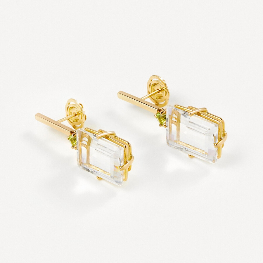 ohrringe aus gold mit peridot und bergkristall tous atelier