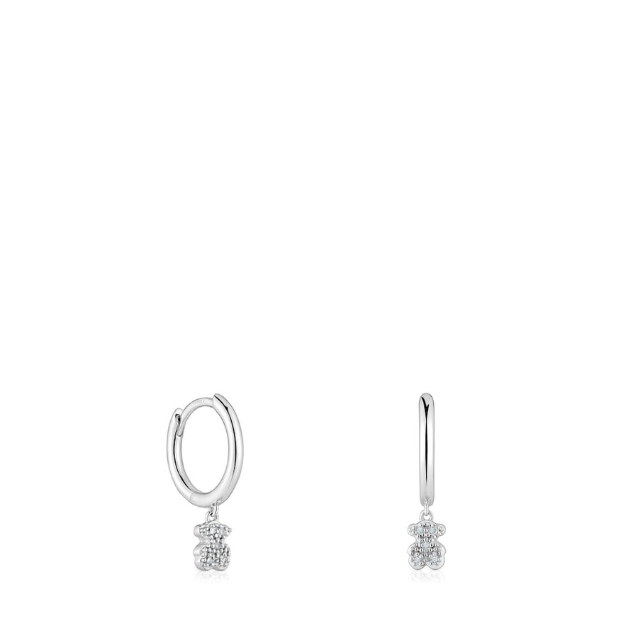 kurze bären-creolen aus weißgold mit diamanten von tous grain