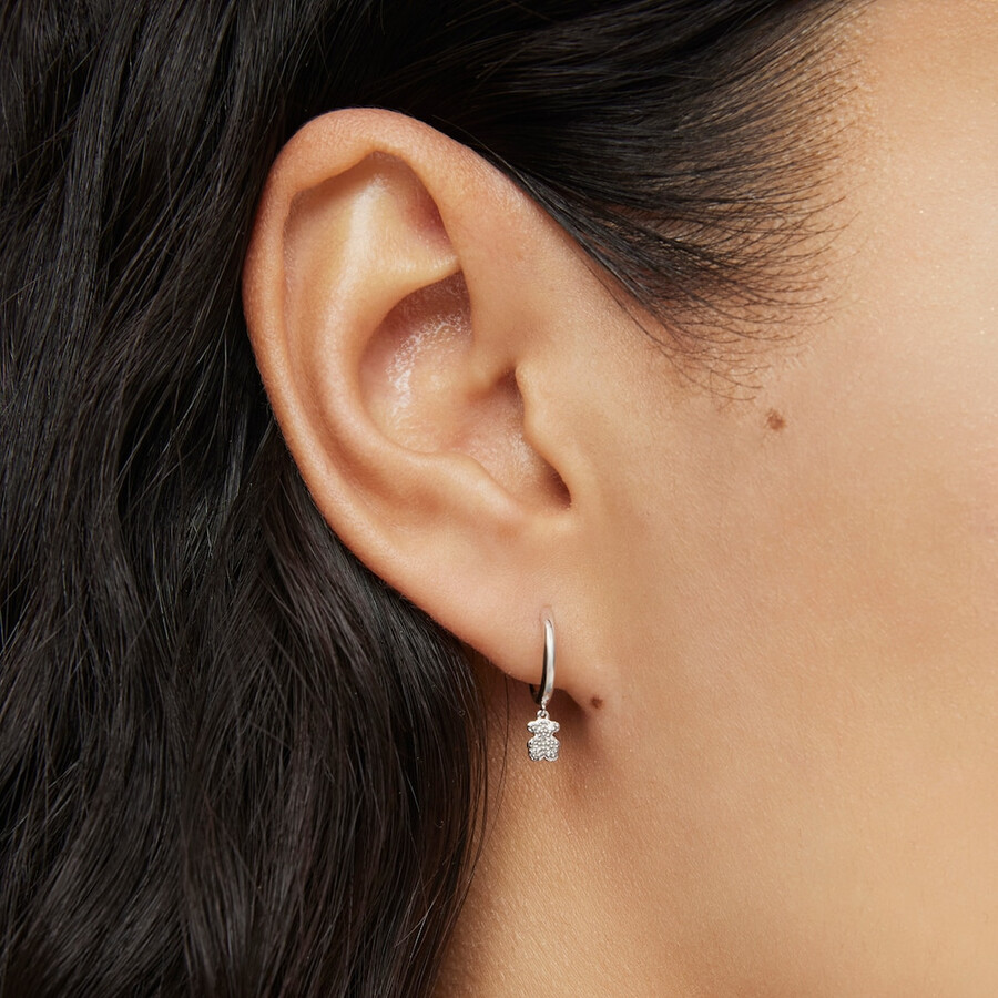 kurze bären-creolen aus weißgold mit diamanten von tous grain