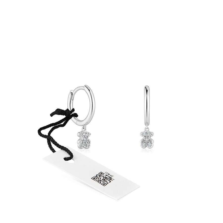 kurze bären-creolen aus weißgold mit diamanten von tous grain