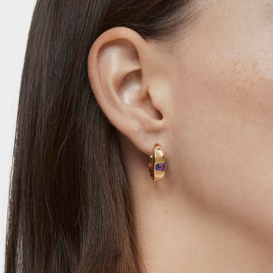 kurze creolen mit 18-karätiger vergoldung auf silber und amethyst tous basic colors