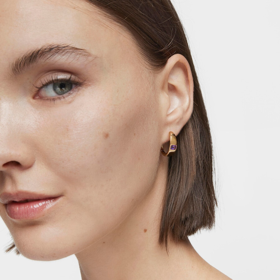 kurze creolen mit 18-karätiger vergoldung auf silber und amethyst tous basic colors