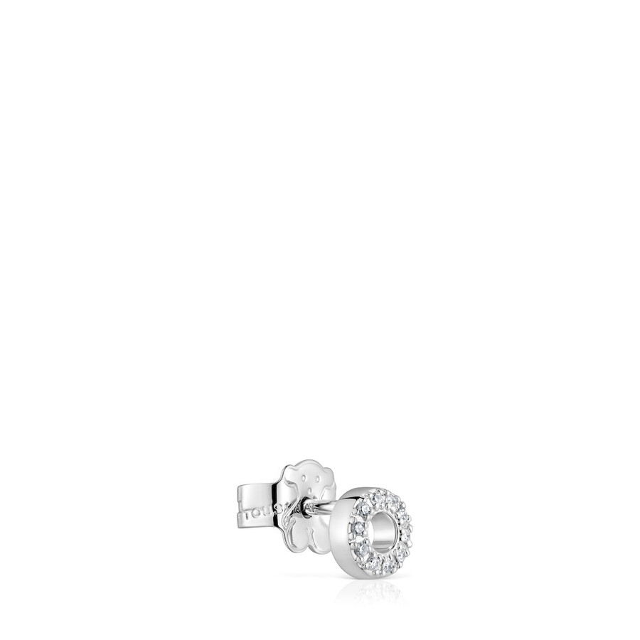 kleiner runder ohrring aus weißgold mit diamanten von tous grain