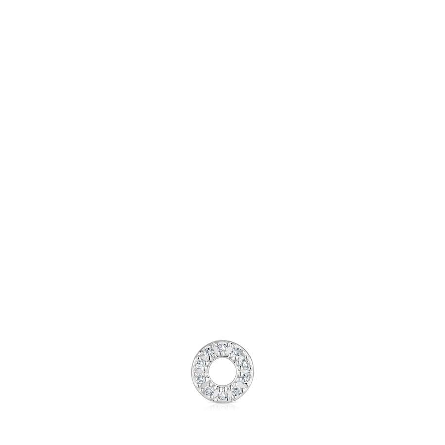 kleiner runder ohrring aus weißgold mit diamanten von tous grain
