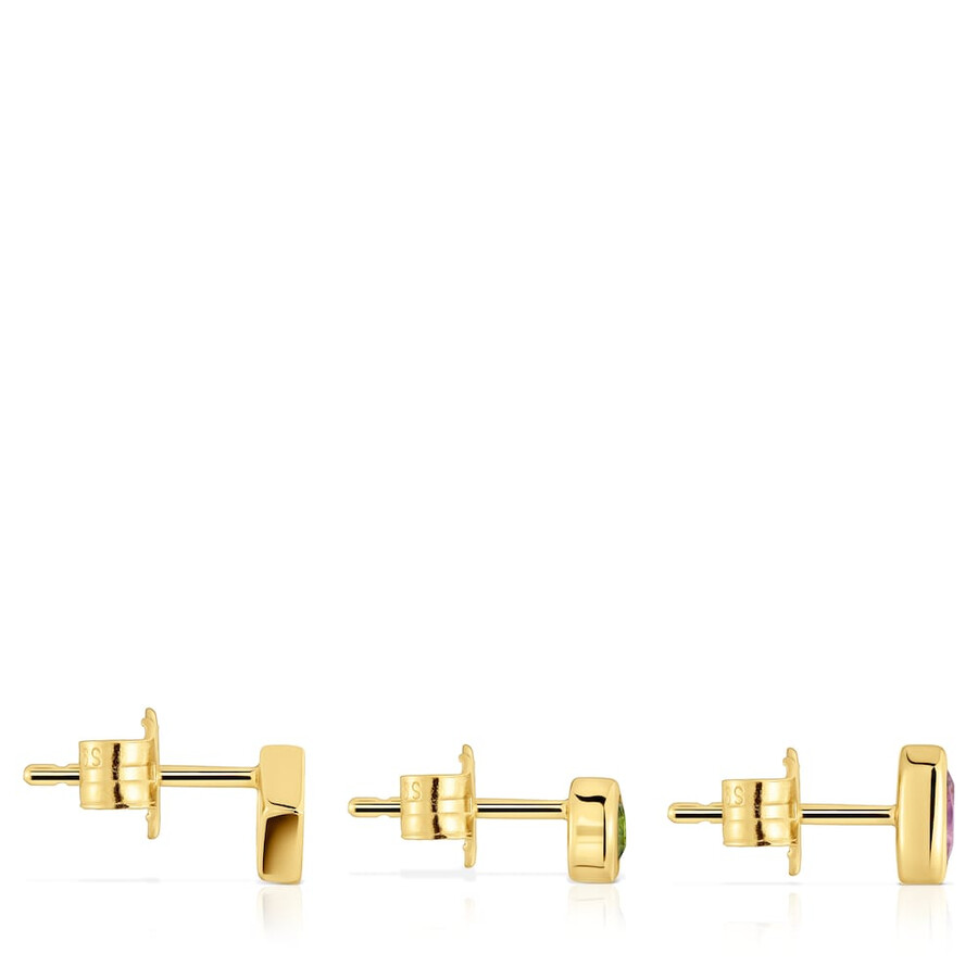 set kleiner ohrringe mit 18-karätiger vergoldung auf silber und edelsteinen tous basic colors