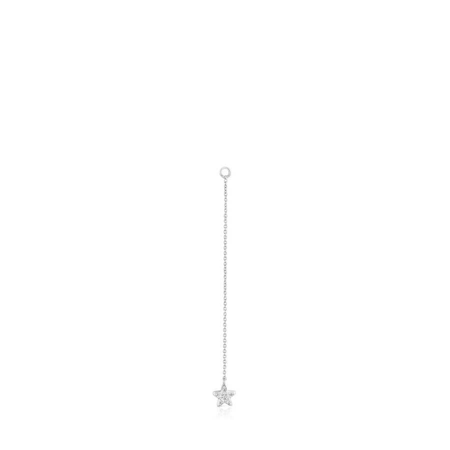 langer einzelner sternohrring aus weißgold mit diamanten tous grain