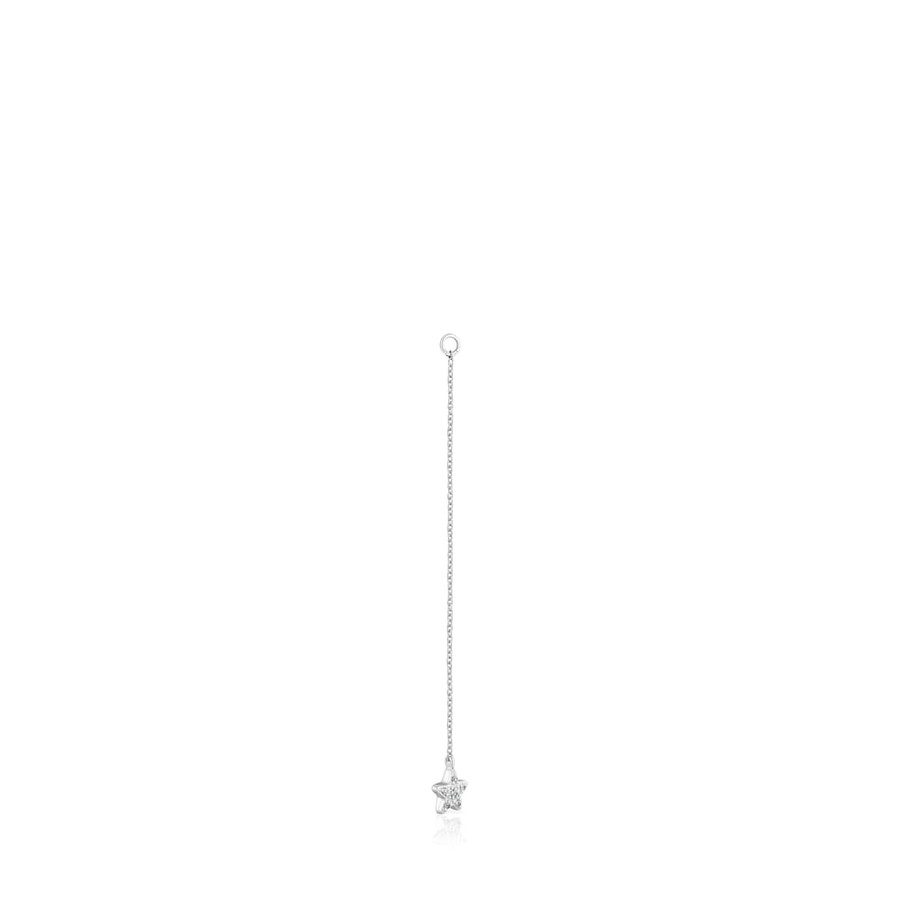 langer einzelner sternohrring aus weißgold mit diamanten tous grain