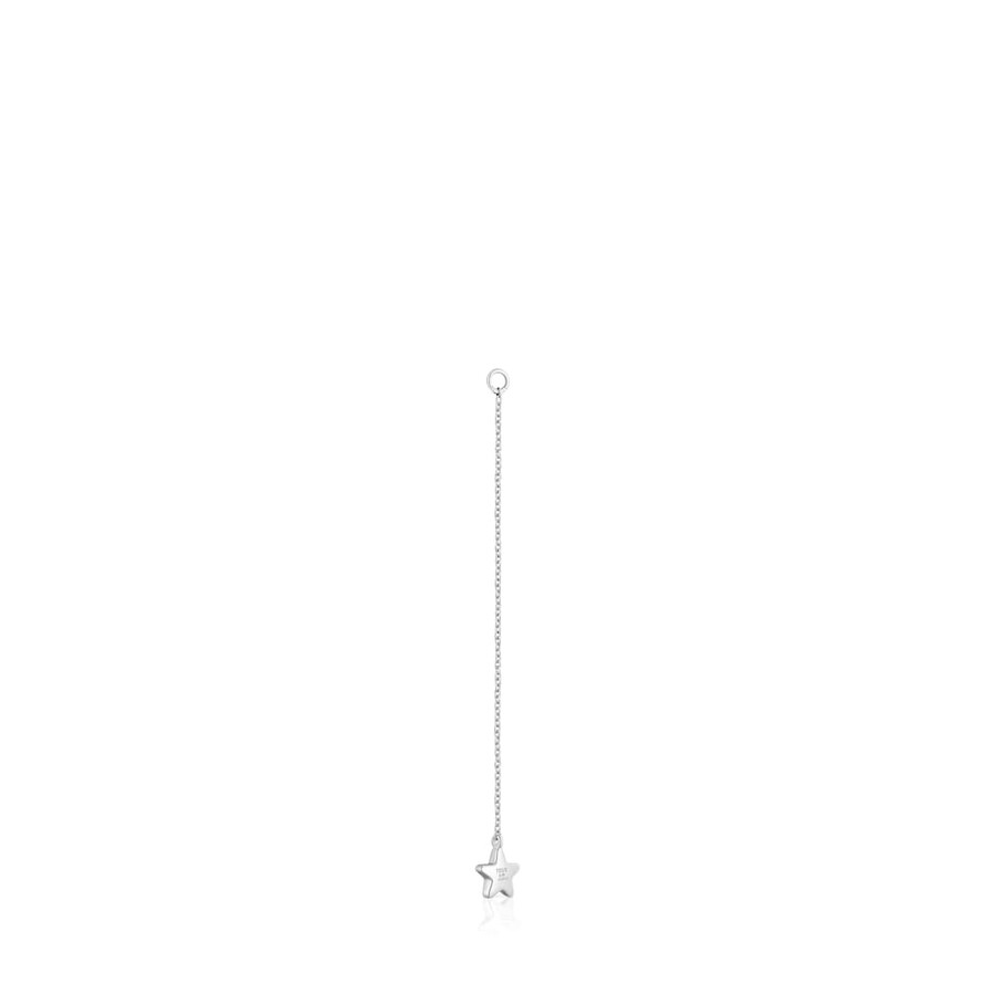 langer einzelner sternohrring aus weißgold mit diamanten tous grain