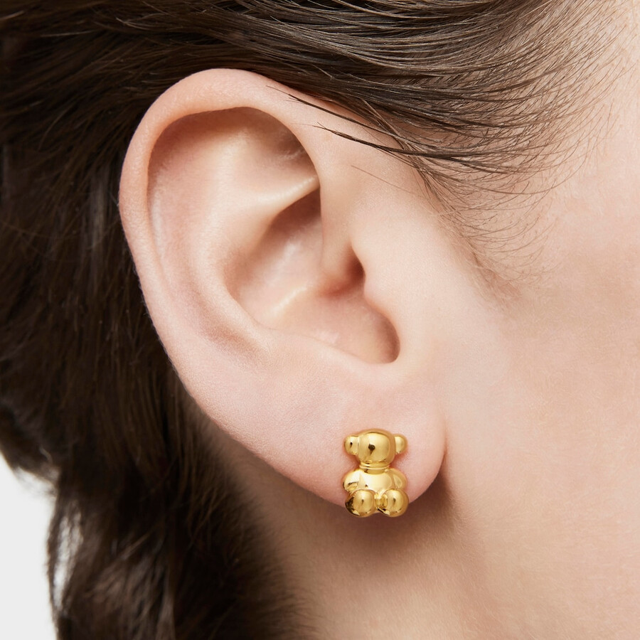 ohrringe „bold bear 10 mm mit bärenmotiv und 18-karätiger vergoldung auf silber