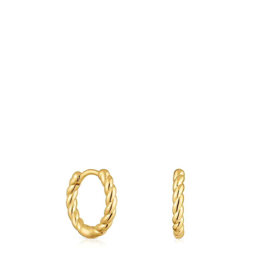 basics 10 mm kurze geflochtene ohrringe aus 18-karätigem gold über silber