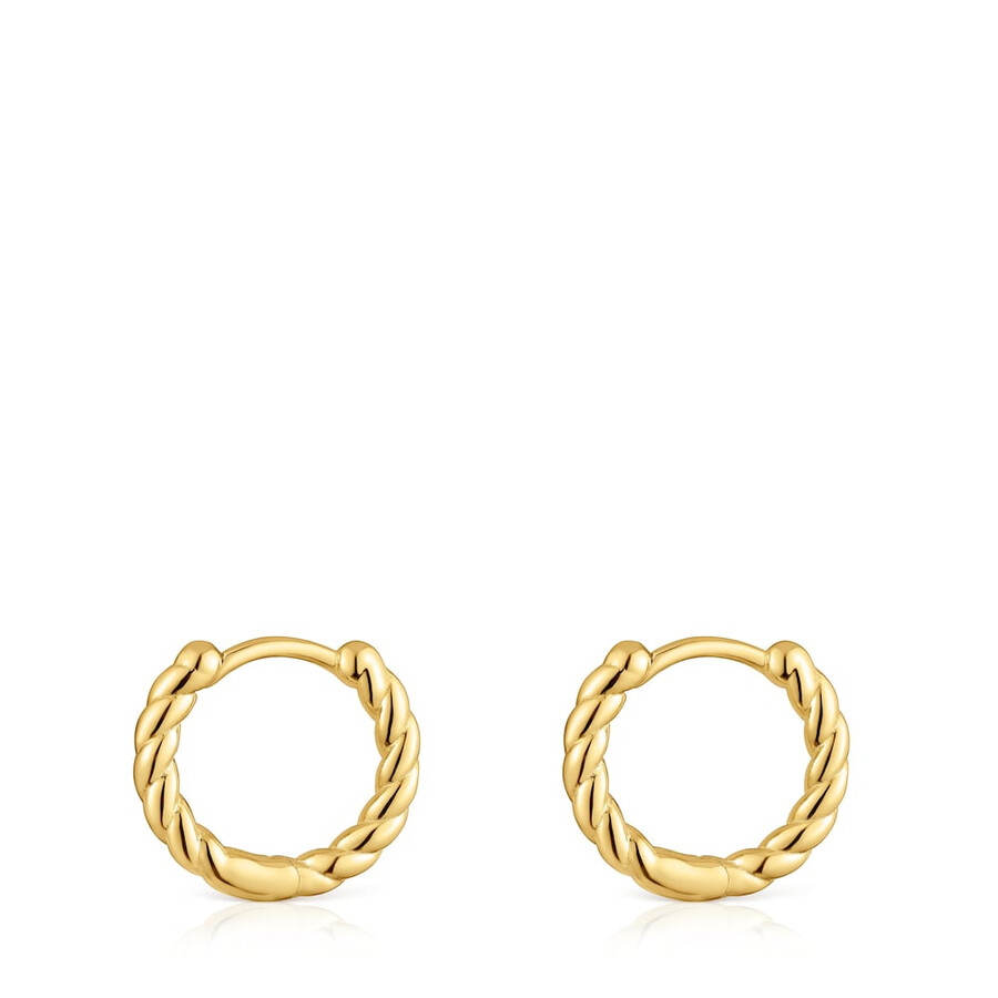 basics 10 mm kurze geflochtene ohrringe aus 18-karätigem gold über silber