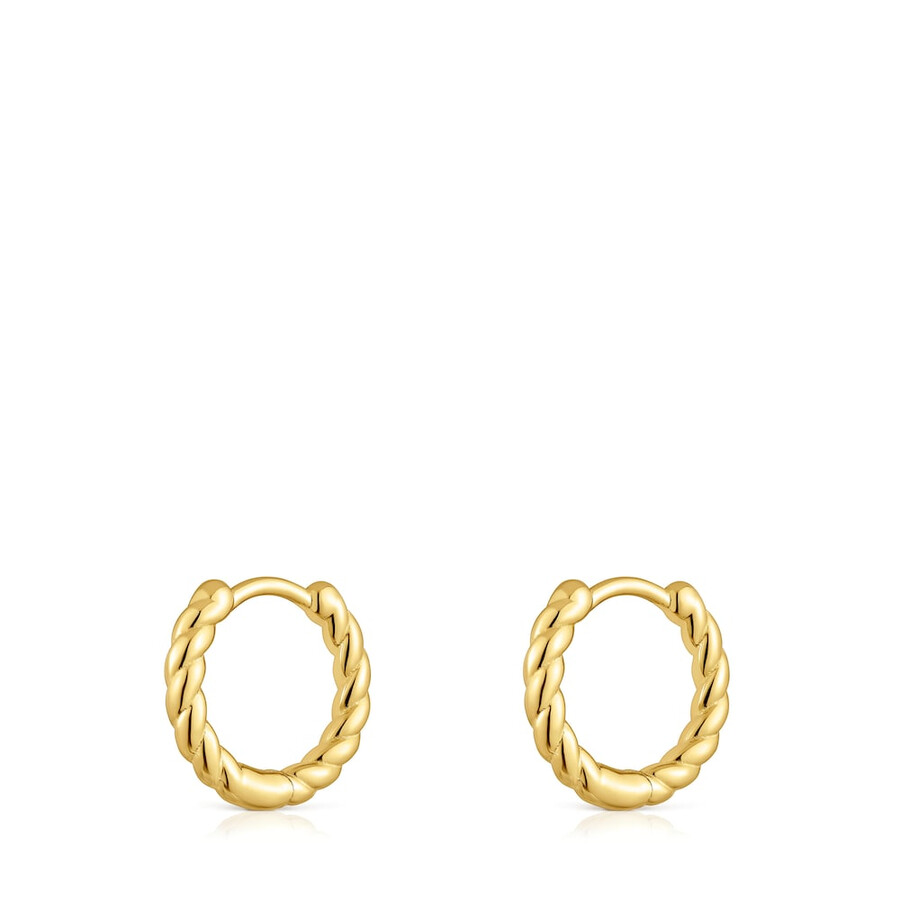 basics 10 mm kurze geflochtene ohrringe aus 18-karätigem gold über silber