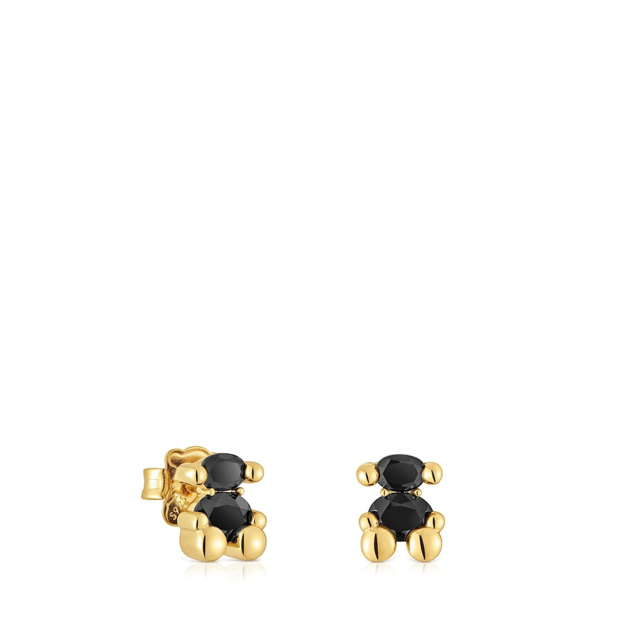 ohrringe mit bärenmotiv 8 mm 18 karat vergoldet auf silber und onyx farbe bär