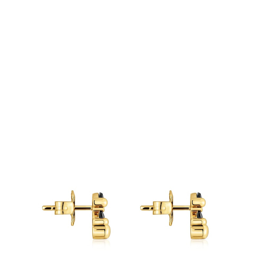 ohrringe mit bärenmotiv 8 mm 18 karat vergoldet auf silber und onyx farbe bär
