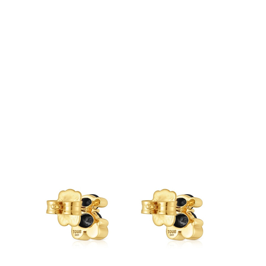 ohrringe mit bärenmotiv 8 mm 18 karat vergoldet auf silber und onyx farbe bär