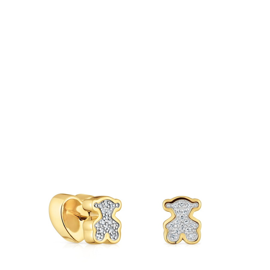 ohrringe mit bärenmotiv 18 karat vergoldet aus silber mit diamanten tous 1950