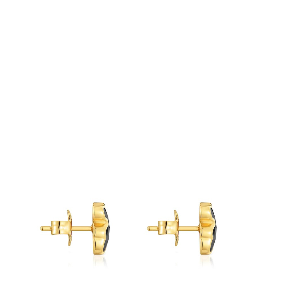 10 mm große bärenohrringe aus 18-karätigem gold über silber und onyx tous icon color
