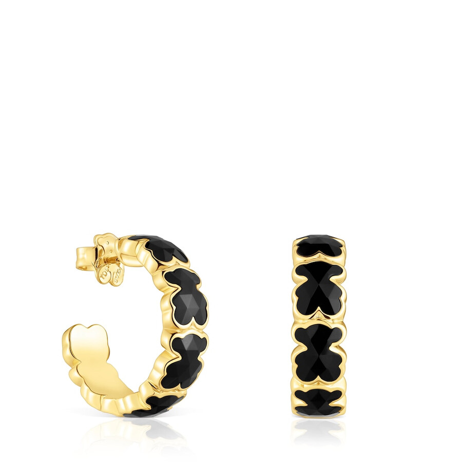 ohrringe aus 18-karätigem gold über silber mit onyx-bärenmotiv tous icon color
