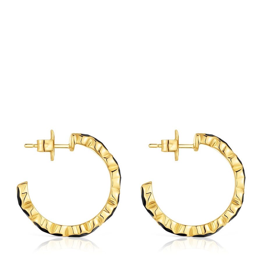 ohrringe aus 18-karätigem gold über silber mit onyx-bärenmotiv tous icon color