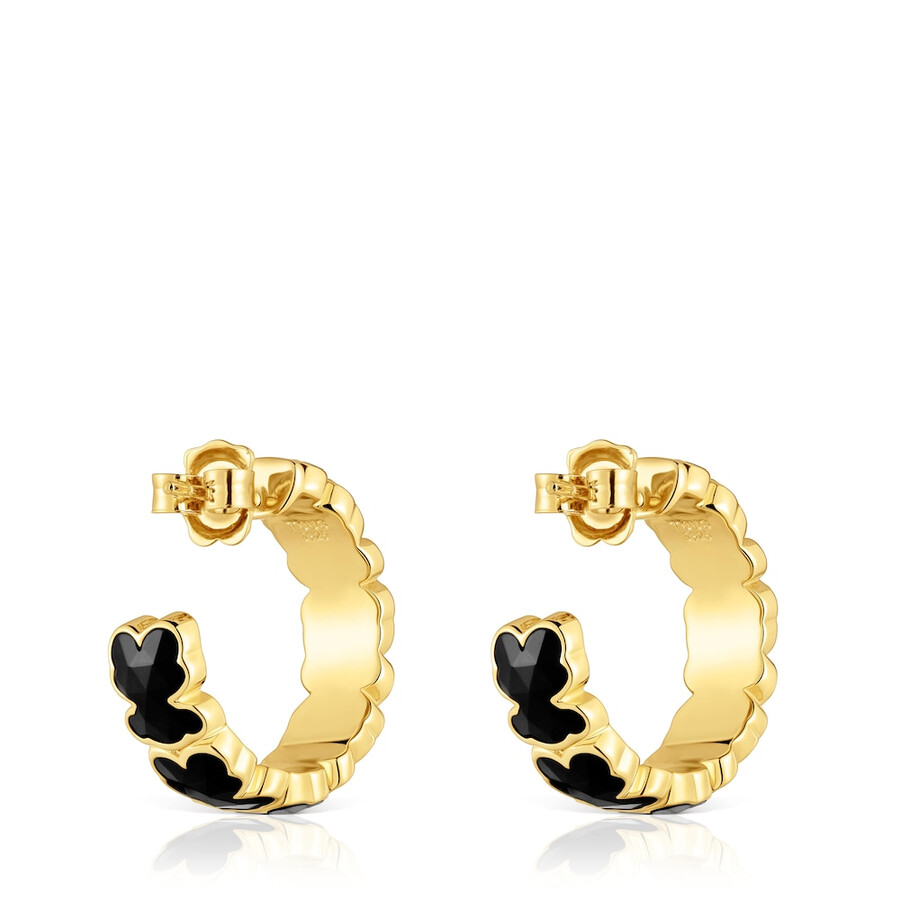 ohrringe aus 18-karätigem gold über silber mit onyx-bärenmotiv tous icon color