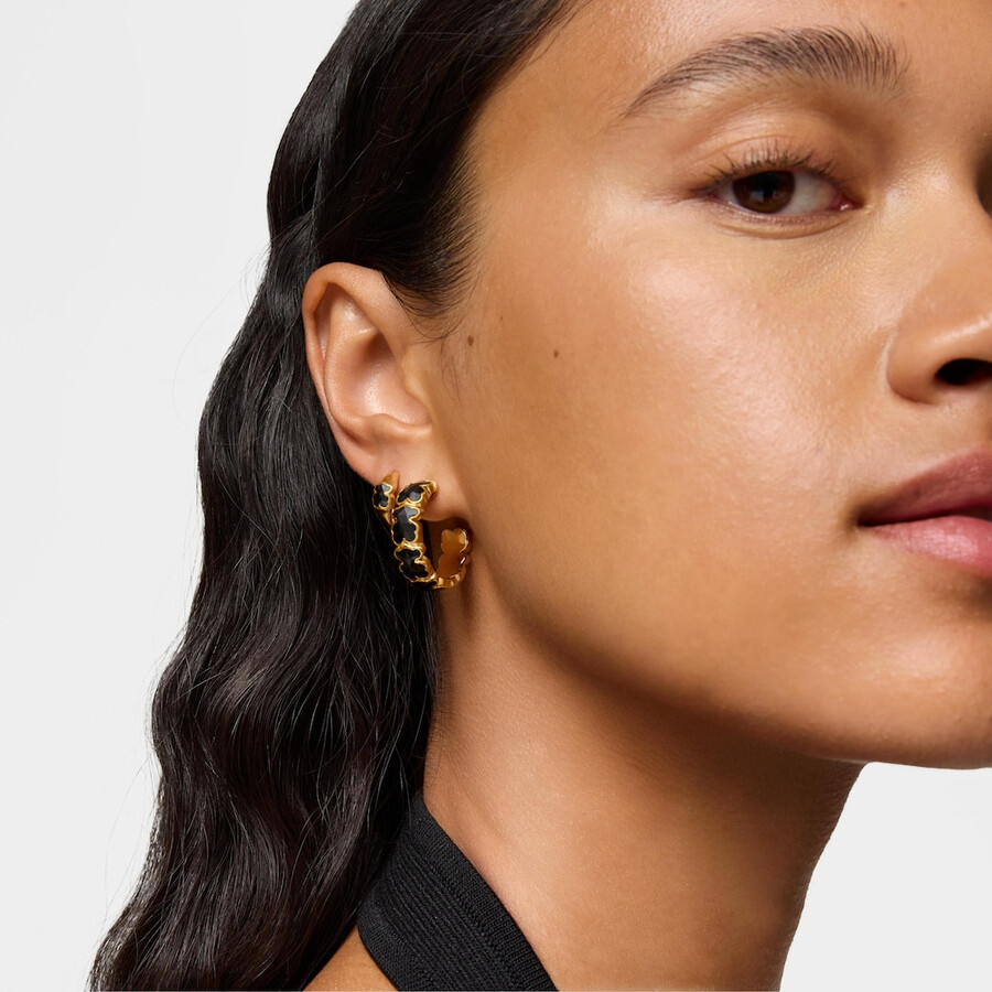 ohrringe aus 18-karätigem gold über silber mit onyx-bärenmotiv tous icon color