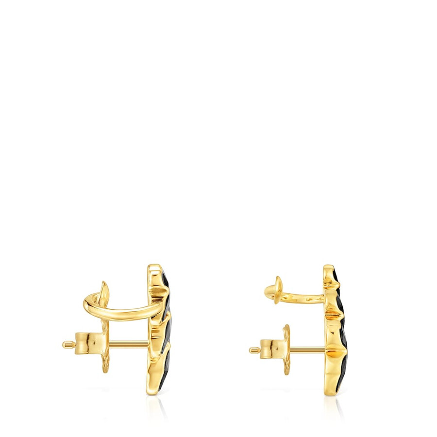 ohrringe „climber aus 18-karätigem gold über silber mit onyx-bärenmotiven tous icon color
