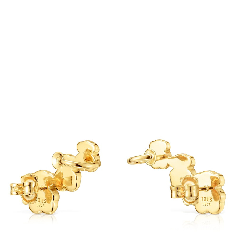 ohrringe „climber aus 18-karätigem gold über silber mit onyx-bärenmotiven tous icon color