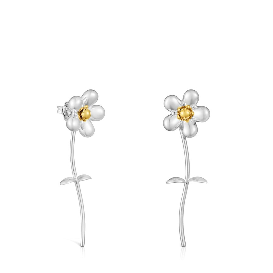 lange zweifarbige ohrringe mit gänseblümchenblume