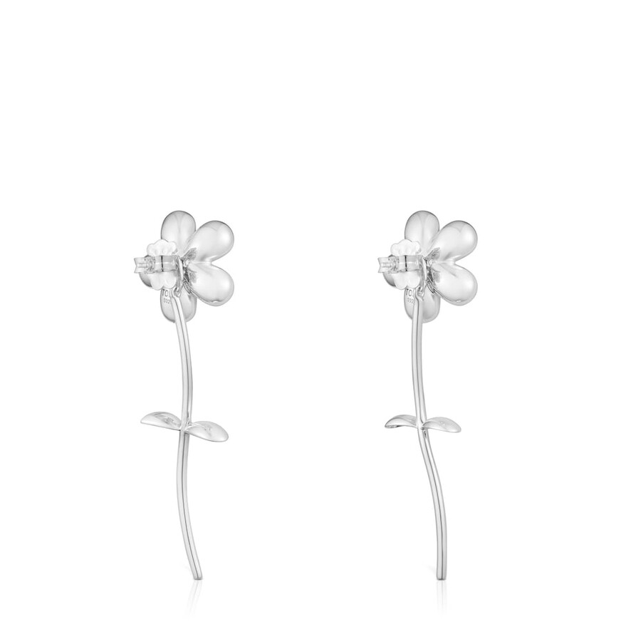 lange zweifarbige ohrringe mit gänseblümchenblume