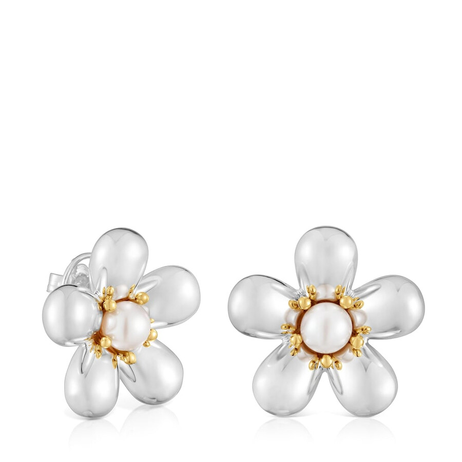 zweifarbige blumenohrringe mit 27 mm zuchtperlen gänseblümchen
