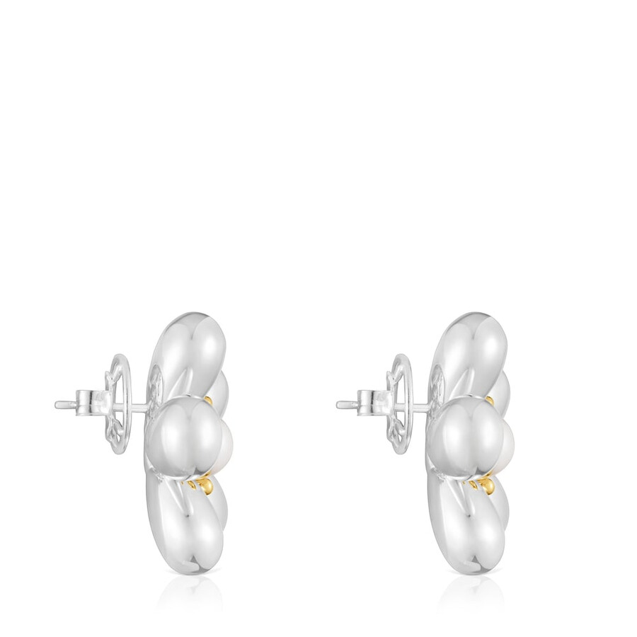 zweifarbige blumenohrringe mit 27 mm zuchtperlen gänseblümchen
