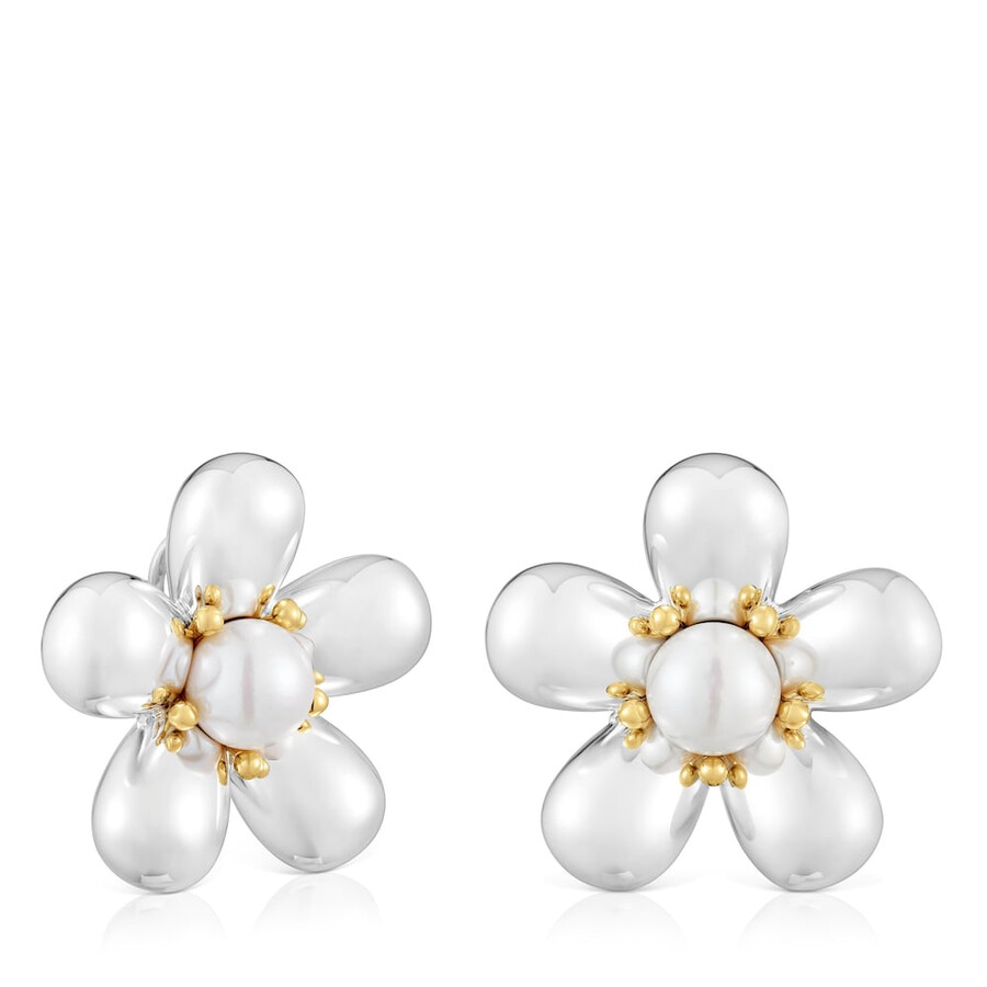 zweifarbige blumenohrringe mit 36 mm zuchtperlen gänseblümchen