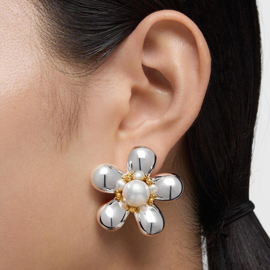 zweifarbige blumenohrringe mit 36 mm zuchtperlen gänseblümchen