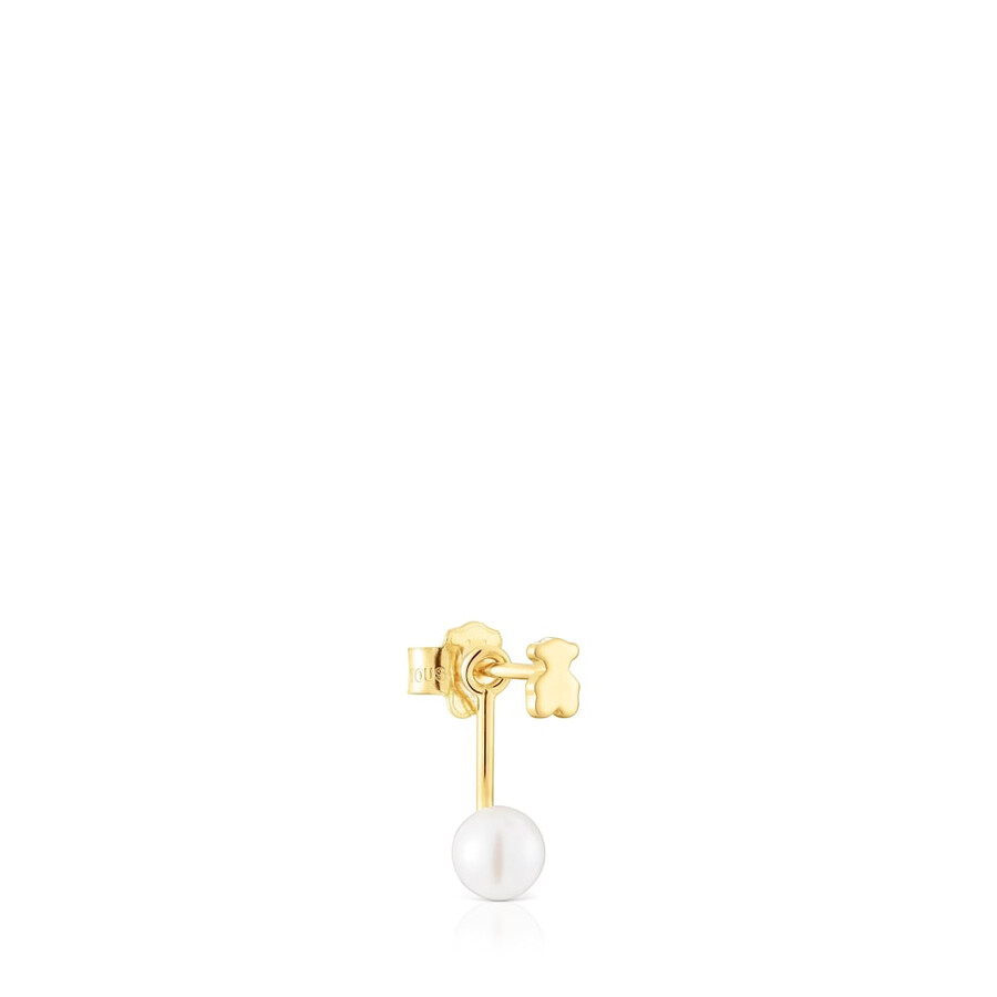 kurzer einzelner goldener bärenohrring mit zuchtperle sweet dolls
