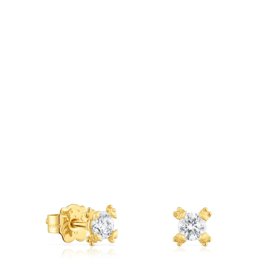 6 mm große ohrringe aus 18-karätigem gold auf silber mit im labor gezüchteten diamanten von tous color lab