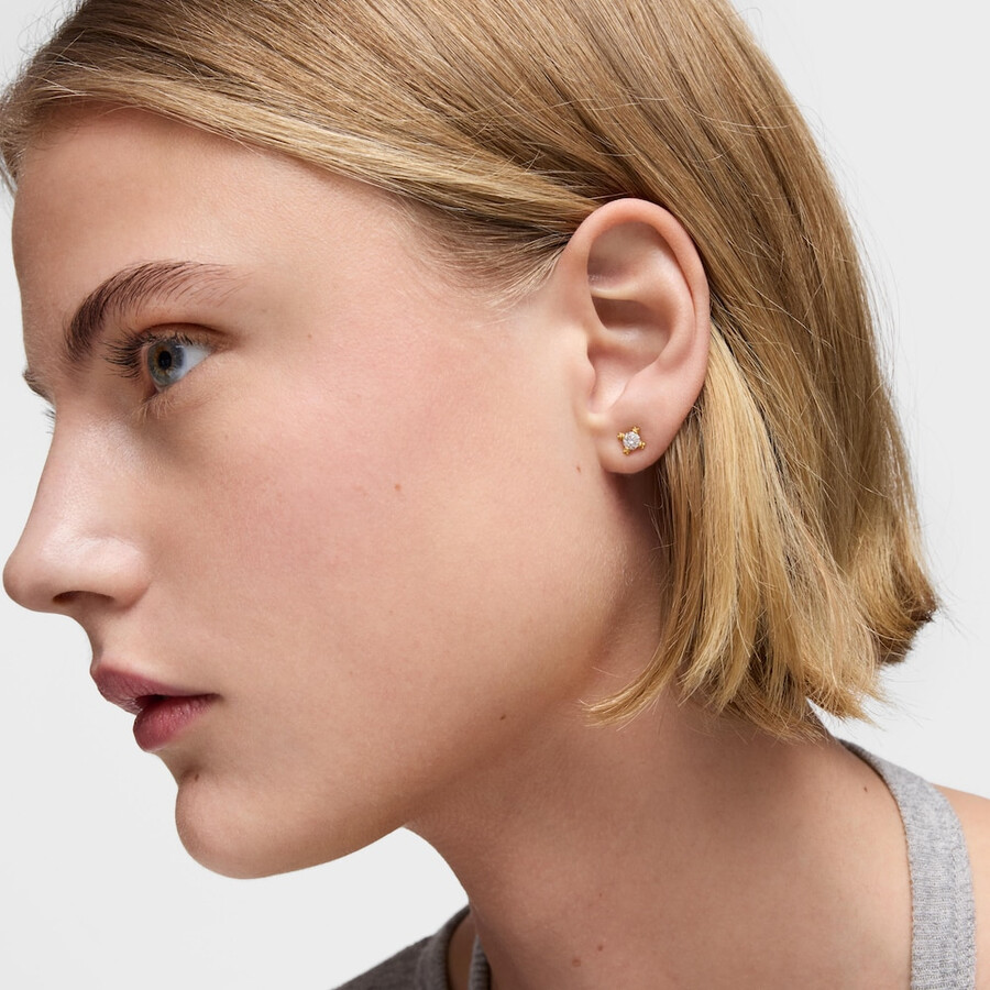 6 mm große ohrringe aus 18-karätigem gold auf silber mit im labor gezüchteten diamanten von tous color lab
