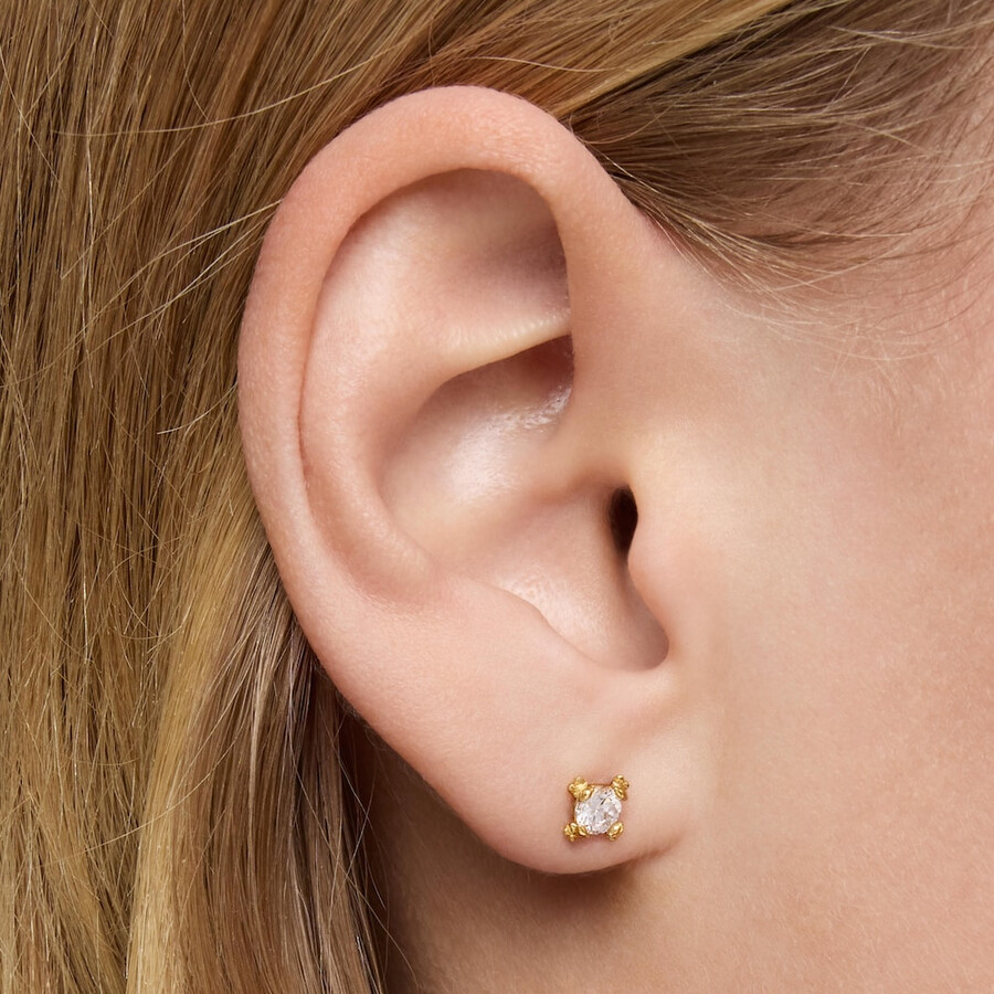 6 mm große ohrringe aus 18-karätigem gold auf silber mit im labor gezüchteten diamanten von tous color lab