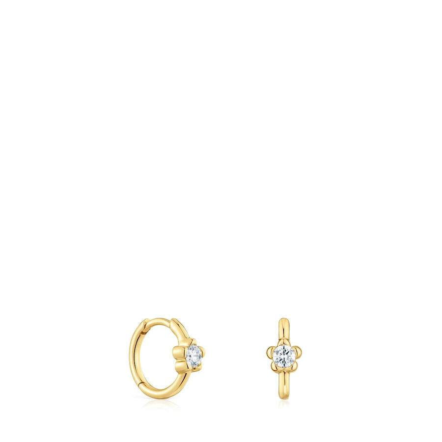 goldene creolen mit im labor gezüchteten diamanten und blumenmotiv von tous lili