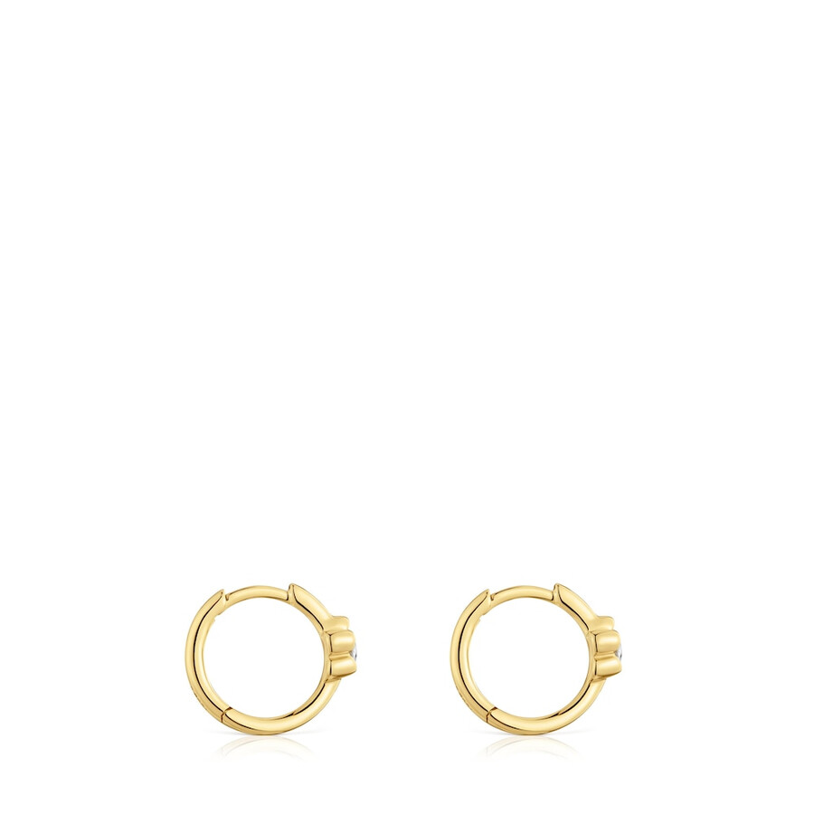 goldene creolen mit im labor gezüchteten diamanten und blumenmotiv von tous lili