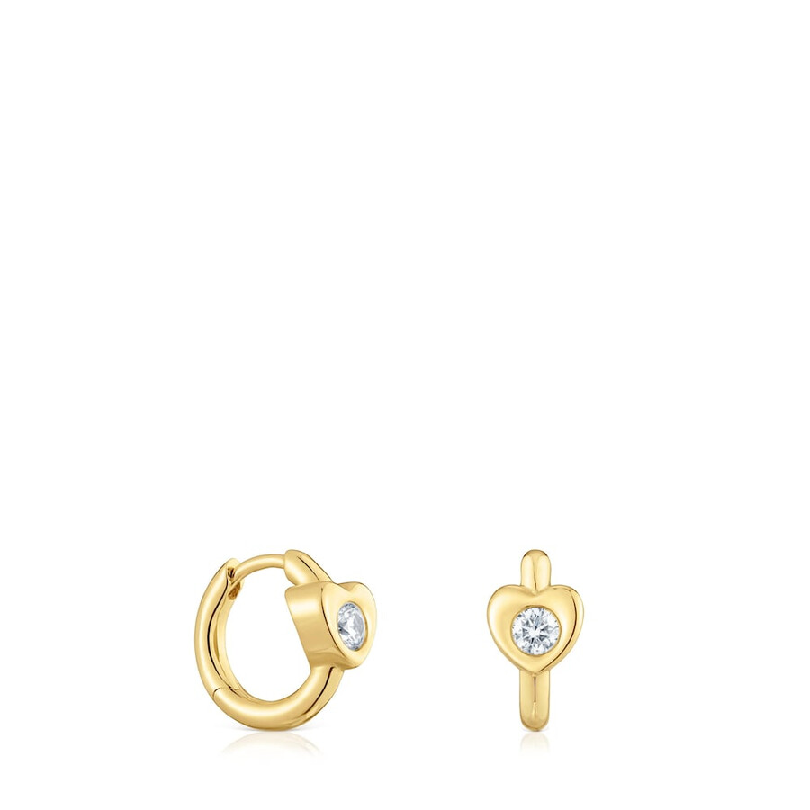 goldene creolen mit im labor gezüchteten diamanten und herzmotiv von tous lili