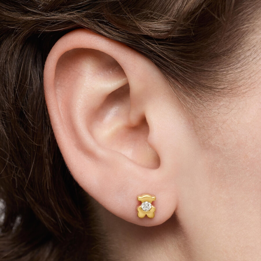 6 mm große goldene bärenohrringe mit im labor gezüchteten diamanten von tous lili