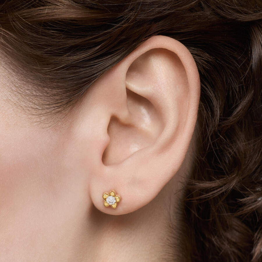 6 mm große goldene blumenohrringe mit im labor gezüchteten diamanten von tous lili