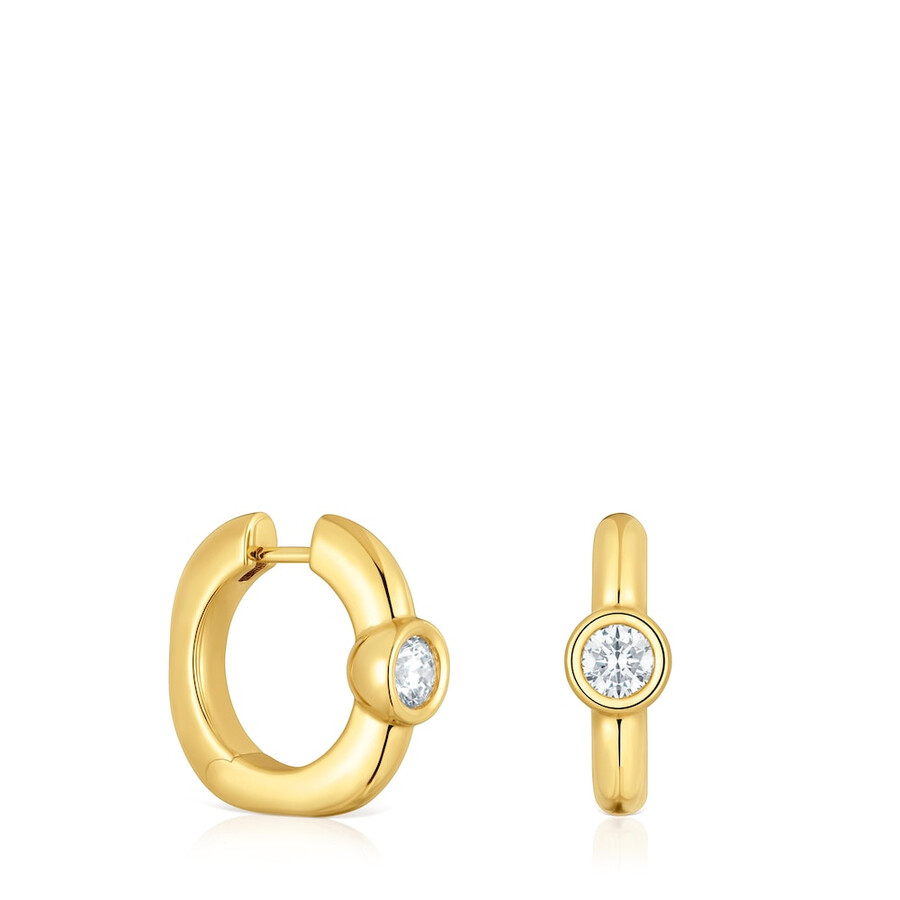 18 mm creolen mit 18-karätiger vergoldung auf silber und im labor gezüchteten diamanten linie lgd