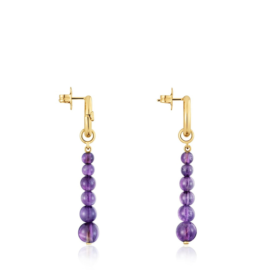 lange ohrringe mit 18-karätiger vergoldung über silber und amethyst.