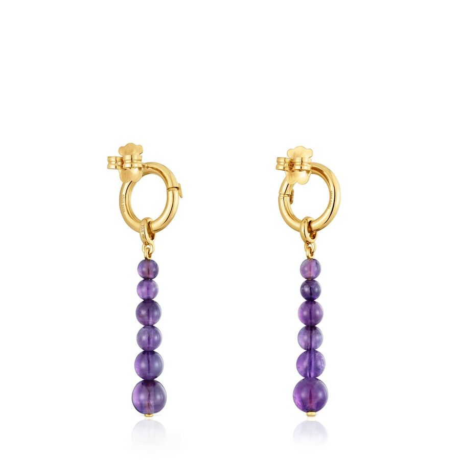 lange ohrringe mit 18-karätiger vergoldung über silber und amethyst.