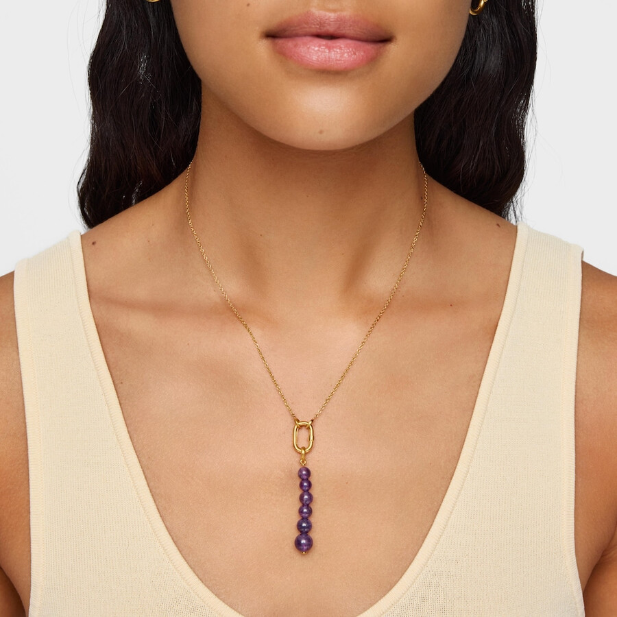 lange ohrringe mit 18-karätiger vergoldung über silber und amethyst.