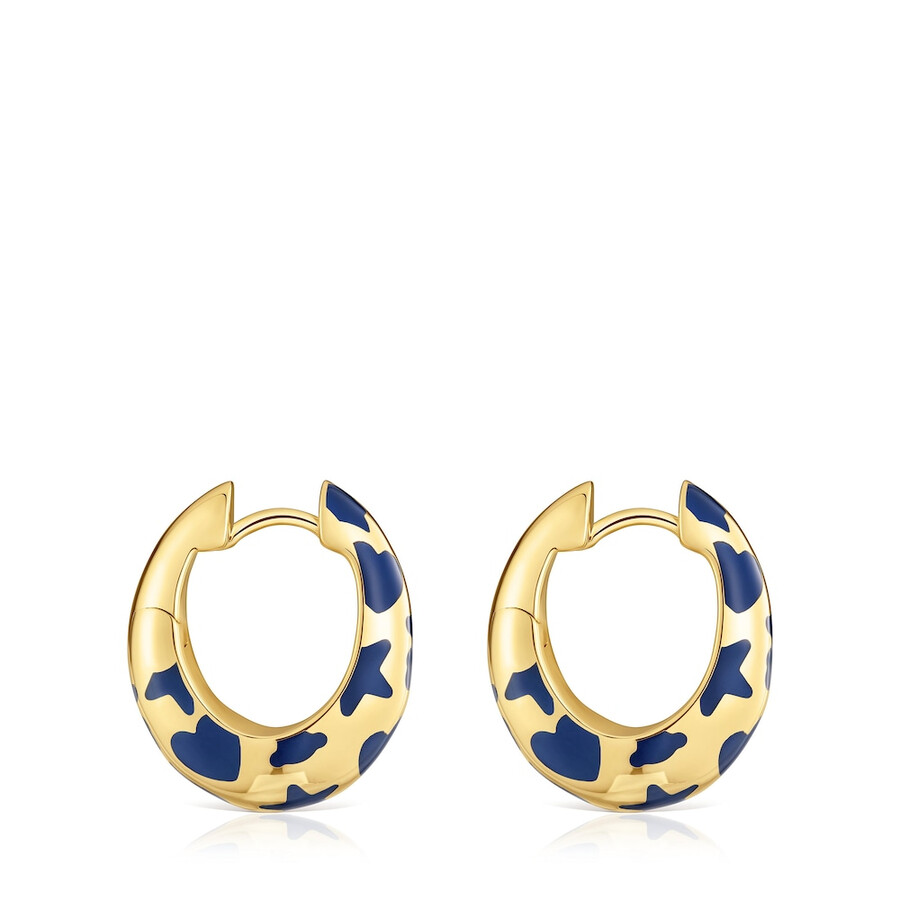 creolen mit 18-karätiger vergoldung auf silber und blauen motiven warm