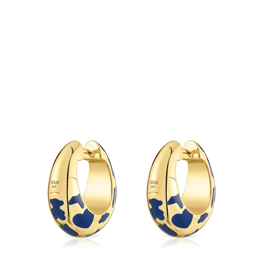 creolen mit 18-karätiger vergoldung auf silber und blauen motiven warm