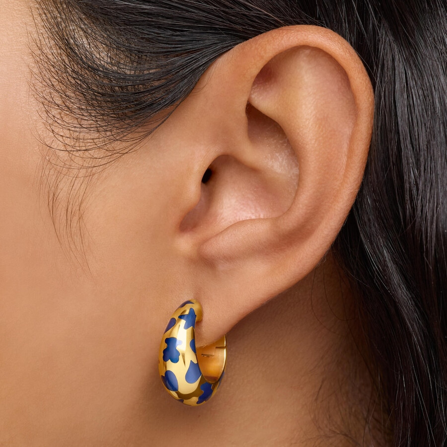creolen mit 18-karätiger vergoldung auf silber und blauen motiven warm